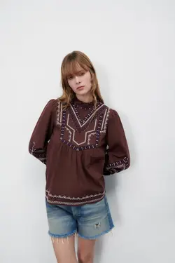 خرید بلوز طرح دار زنانه زارا کد 226233 | بانی استایل