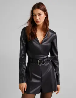 خرید پیراهن چرم زنانه برشکا کد 209674 | بانی استایل