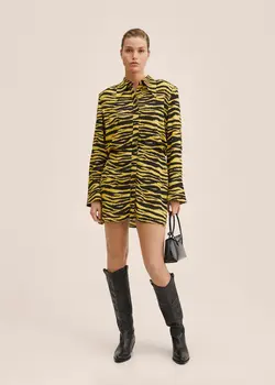 خرید پیراهن طرح دار زنانه منگو کد 207690 | بانی استایل