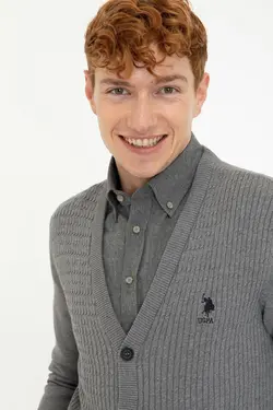 خرید ژاکت دکمه دار مردانه یو اس پولو کد 175181 | بانی استایل