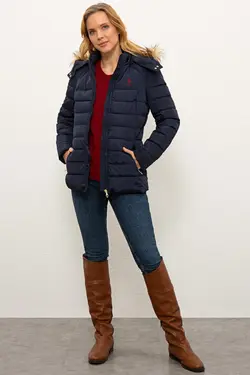 خرید کاپشن کلاه دار زنانه یو اس پولو کد 174348 | بانی استایل