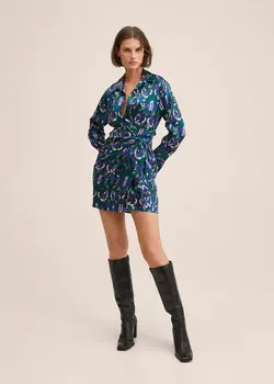 خرید پیراهن طرح دار زنانه منگو کد 207674 | بانی استایل