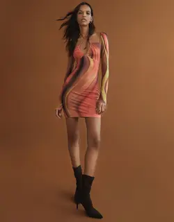 خرید پیراهن طرح دار زنانه برشکا کد 209126 | بانی استایل