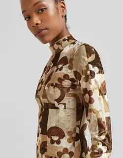 خرید پیراهن مخمل طرح دار زنانه برشکا کد 209124 | بانی استایل