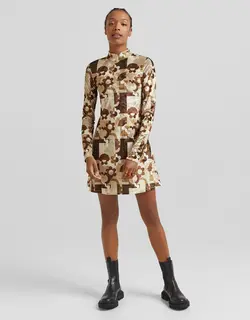 خرید پیراهن مخمل طرح دار زنانه برشکا کد 209124 | بانی استایل