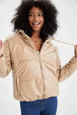 خرید کاپشن چرم زنانه دفکتو کد 200636 | بانی استایل