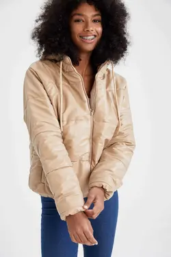 خرید کاپشن چرم زنانه دفکتو کد 200636 | بانی استایل