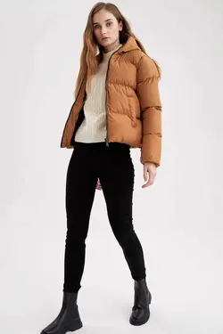 خرید کاپشن کلاه دار زنانه دفکتو کد 200599 | بانی استایل