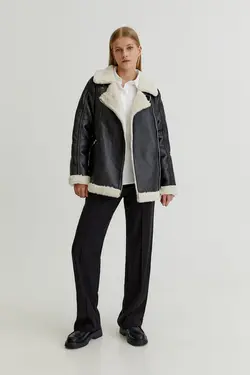 خرید کاپشن چرم زنانه پول اند بیر کد 197800 | بانی استایل