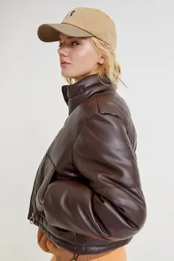 خرید کاپشن چرم زنانه پول اند بیر کد 197242 | بانی استایل