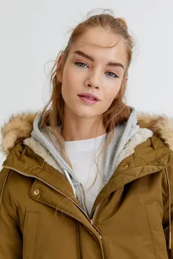 خرید کاپشن کلاه دار زنانه پول اند بیر کد 197230 | بانی استایل