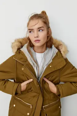 خرید کاپشن کلاه دار زنانه پول اند بیر کد 197230 | بانی استایل