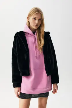 خرید کاپشن خزدار زنانه پول اند بیر کد 197221 | بانی استایل