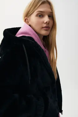 خرید کاپشن خزدار زنانه پول اند بیر کد 197221 | بانی استایل