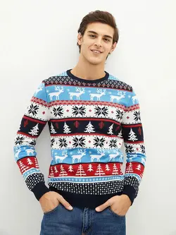 خرید پلیور کریسمس مردانه ال سی وایکیکی کد 180153 | بانی استایل