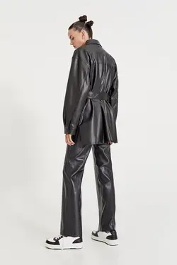 خرید کت چرم زنانه پول اند بیر کد 196592 | بانی استایل