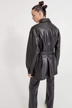 خرید کت چرم زنانه پول اند بیر کد 196592 | بانی استایل