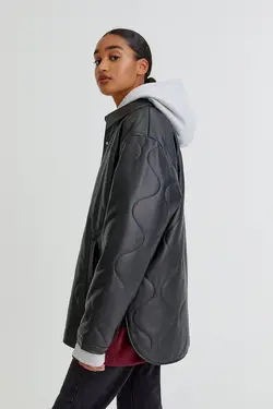 خرید کاپشن چرمی زنانه پول اند بیر کد 196587 | بانی استایل