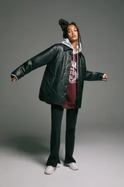 خرید کاپشن چرمی زنانه پول اند بیر کد 196587 | بانی استایل