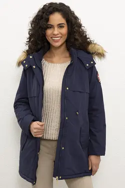 خرید کاپشن کلاه دار زنانه یو اس پولو کد 174339 | بانی استایل