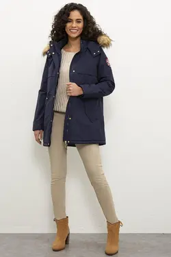 خرید کاپشن کلاه دار زنانه یو اس پولو کد 174339 | بانی استایل