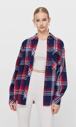 خرید شومیز چهارخانه زنانه استرادیواریوس کد 160515 | بانی استایل