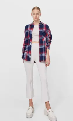 خرید شومیز چهارخانه زنانه استرادیواریوس کد 160515 | بانی استایل