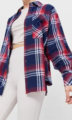 خرید شومیز چهارخانه زنانه استرادیواریوس کد 160515 | بانی استایل