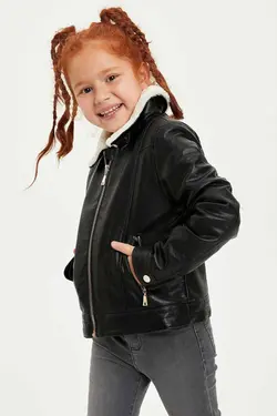 خرید کاپشن چرم دخترانه دفکتو کد 152703 | بانی استایل