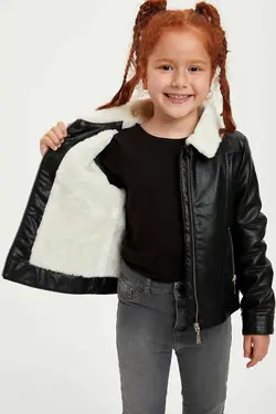 خرید کاپشن چرم دخترانه دفکتو کد 152703 | بانی استایل