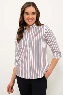 خرید شومیز راه راه زنانه یو اس پولو کد 123119 | بانی استایل