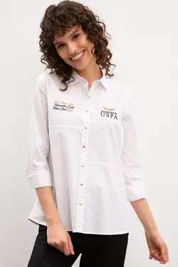 خرید شومیز آستین بلند زنانه یو اس پولو کد 123075 | بانی استایل