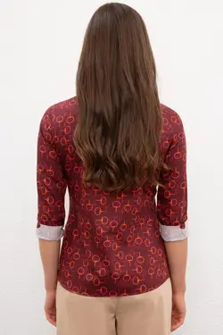 خرید شومیز نخی زنانه یو اس پولو کد 123018 | بانی استایل