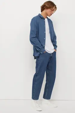 خرید پیراهن آستین بلند نخی مردانه اچ اند ام کد 107052 | بانی استایل