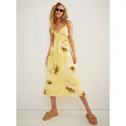 خرید پیراهن نخی یقه هفت زنانه اچ اند ام کد 98095 | فروشگاه بانی استایل