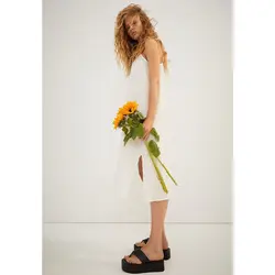 خرید پیراهن نخی زنانه اچ اند ام کد 97954 | فروشگاه اینترنتی بانی استایل