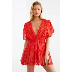 خرید پیراهن نخی کوتاه زنانه ترندیول میلا کد 96945 | فروشگاه بانی استایل