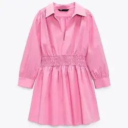 خرید پیراهن کوتاه پوپلین زنانه زارا کد 88732 | فروشگاه اینترنتی بانی استایل