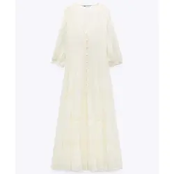 خرید پیراهن میدی یقه هفت زنانه زارا کد 88702 | فروشگاه اینترنتی بانی استایل