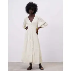 خرید پیراهن میدی یقه هفت زنانه زارا کد 88702 | فروشگاه اینترنتی بانی استایل