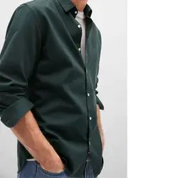 خرید پیراهن نخی آستین بلند مردانه منگو کد 88186 | فروشگاه اینترنتی بانی استایل