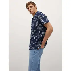 خرید پیراهن نخی آستین کوتاه مردانه منگو کد 88121 | فروشگاه اینترنتی بانی استایل