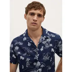 خرید پیراهن نخی آستین کوتاه مردانه منگو کد 88121 | فروشگاه اینترنتی بانی استایل