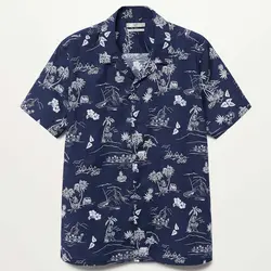 خرید پیراهن نخی آستین کوتاه مردانه منگو کد 88121 | فروشگاه اینترنتی بانی استایل