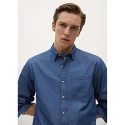 خرید پیراهن جین آستین بلند مردانه منگو کد 88093 | فروشگاه اینترنتی بانی استایل