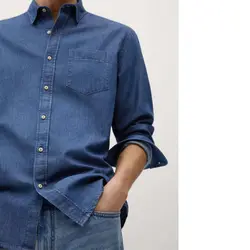 خرید پیراهن جین آستین بلند مردانه منگو کد 88093 | فروشگاه اینترنتی بانی استایل