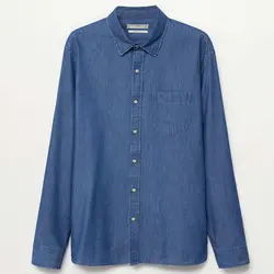 خرید پیراهن جین آستین بلند مردانه منگو کد 88093 | فروشگاه اینترنتی بانی استایل