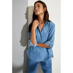 خرید شومیز جین زنانه دفکتو کد 86517 | فروشگاه اینترنتی بانی استایل