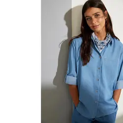 خرید شومیز جین زنانه دفکتو کد 86517 | فروشگاه اینترنتی بانی استایل