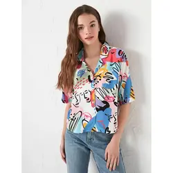 خرید شومیز آستین کوتاه زنانه ال سی وایکیکی کد 83109 | بانی استایل